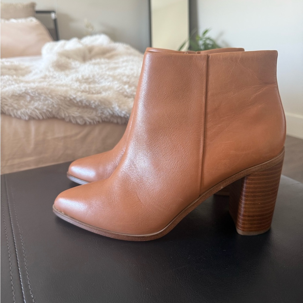 Mango Brown Leather Ankle Booties